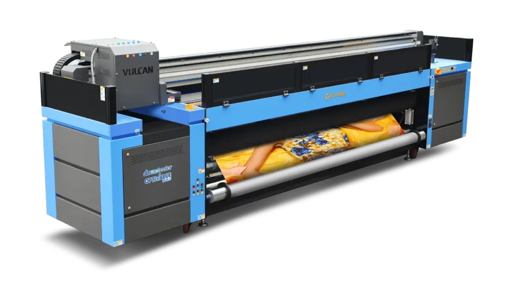 Colorjet – UV Vulcan: Transform your UV printing experience with the high-speed 3.2 m roll-to-roll UV LED Inkjet printer, ColorJet’s VULCAN.